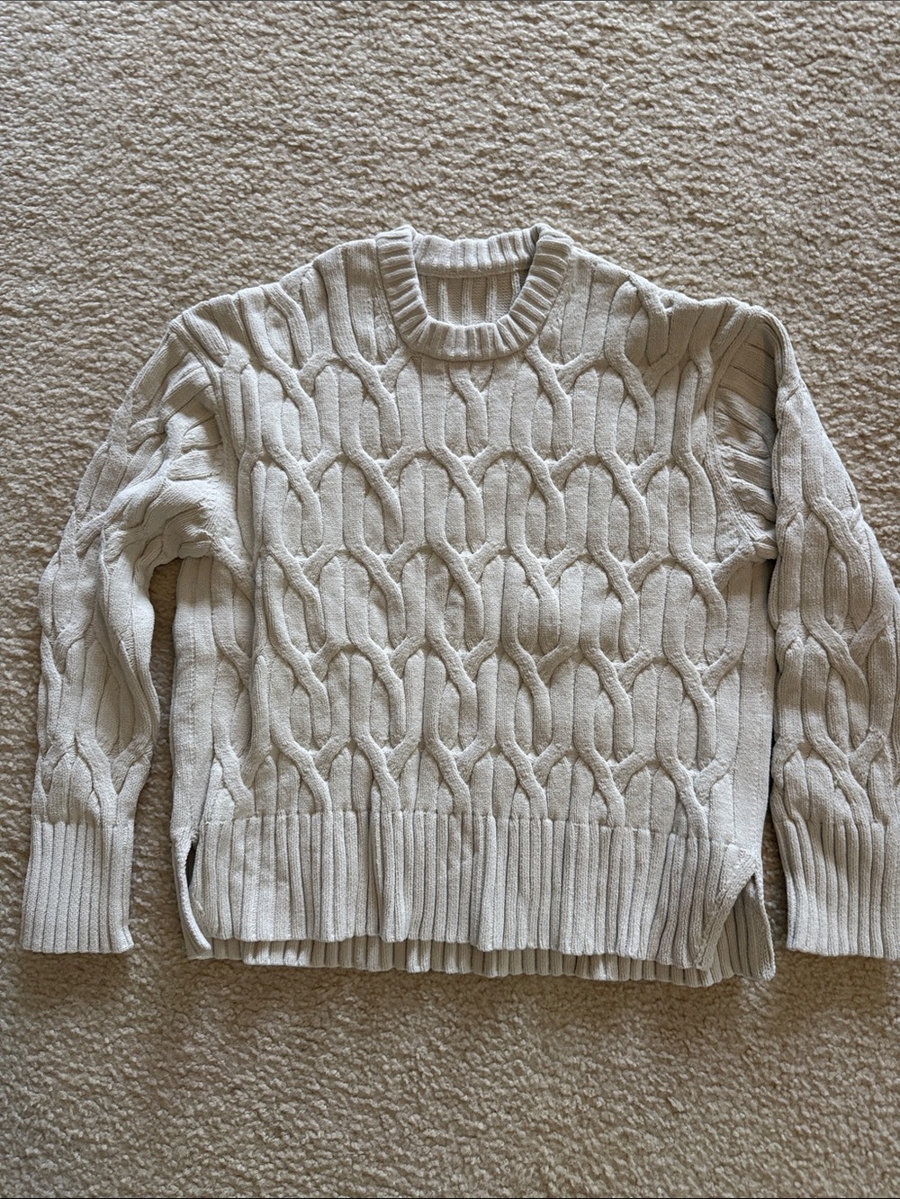 lululemon athletica Cream Cable Crew Sweater